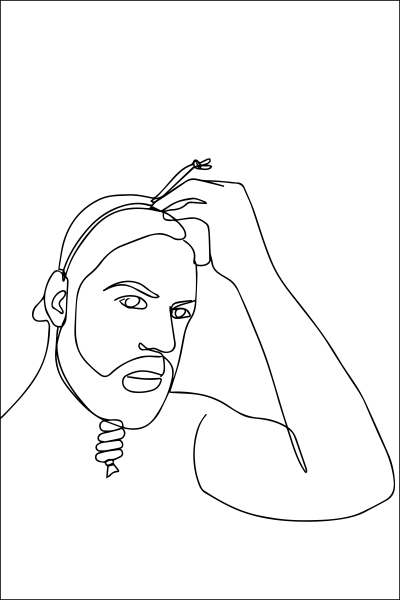 Image 2: Line drawing of a bearded man tightening the Beard Lasso in place