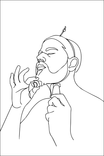Image 3: Line drawing of a bearded man shaving up to the Beard Lasso line