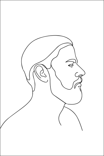 Image 4: Line drawing of a perfectly trimmed beard from using the Beard Lasso